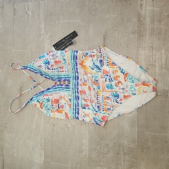 💕LA BLANCA💕 Terra Print Plunge Neck One-Piece Swimsuit ~ 10 Tera Italia NWT - Picture 7 of 14